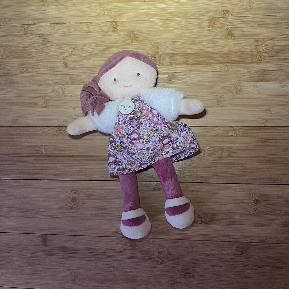 Jolijou Paris Demoiselle Play Doll Purple Floral Dress Faux Fur Vest